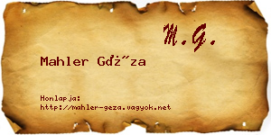 Mahler Géza névjegykártya