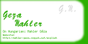 geza mahler business card