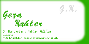 geza mahler business card